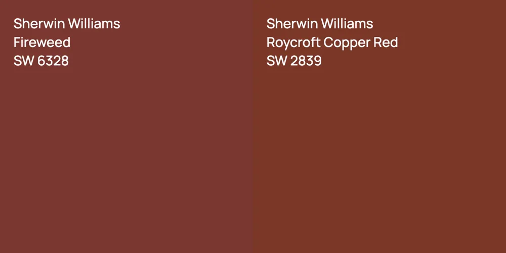 Sherwin Williams Fireweed vs. Sherwin Williams Roycroft Copper Red