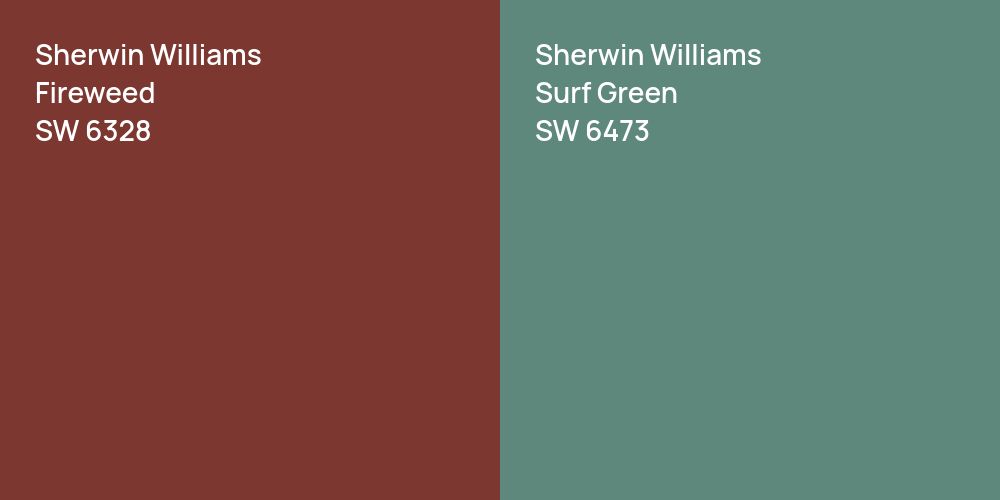 Sherwin Williams Fireweed vs. Sherwin Williams Surf Green