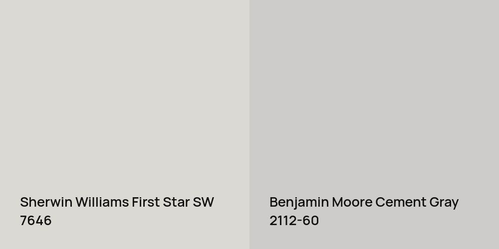 Sherwin Williams First Star vs. Benjamin Moore Cement Gray