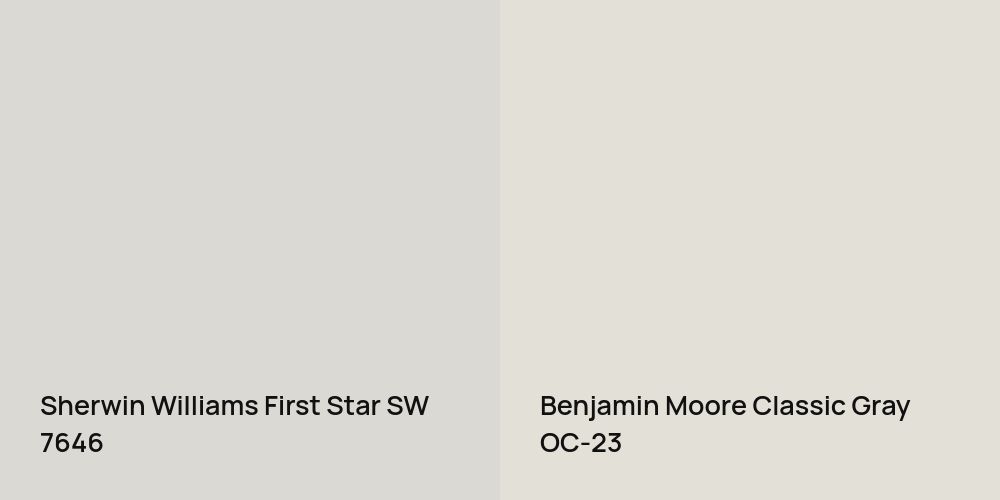 Sherwin Williams First Star vs. Benjamin Moore Classic Gray