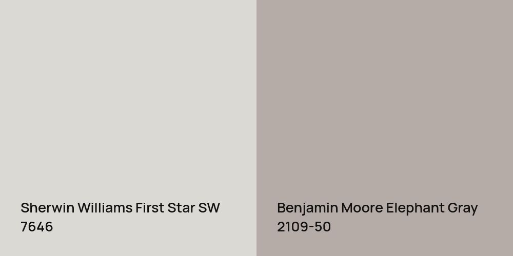 Sherwin Williams First Star vs. Benjamin Moore Elephant Gray