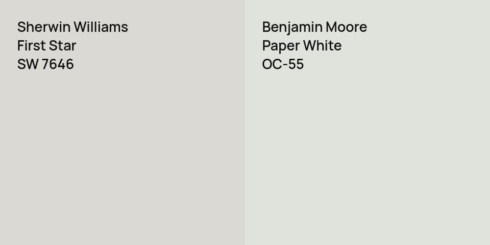 Sherwin Williams First Star vs. Benjamin Moore Paper White