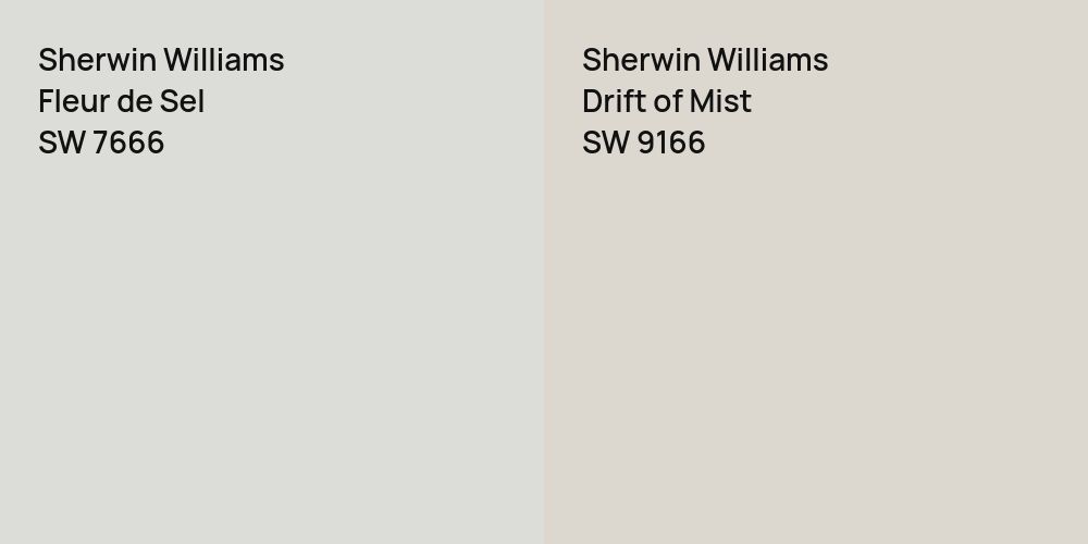 Sherwin Williams Fleur de Sel vs. Sherwin Williams Drift of Mist