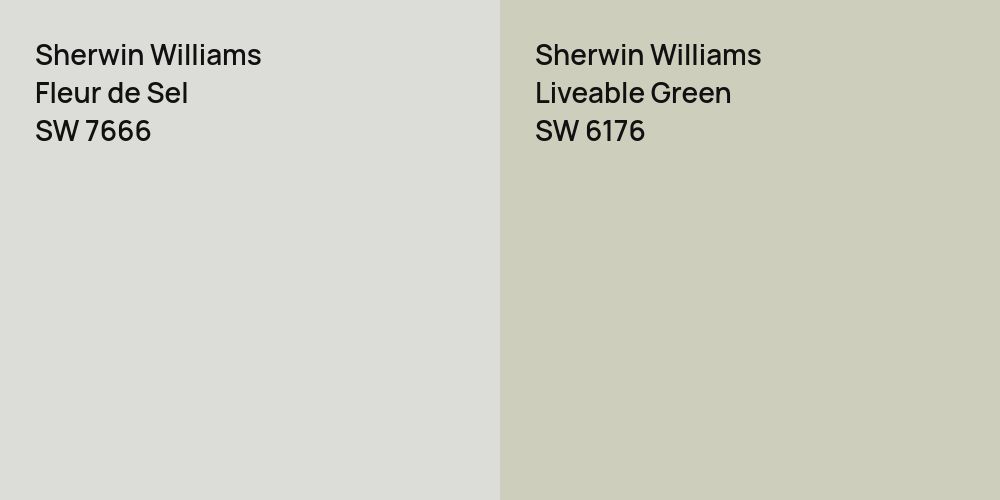 Sherwin Williams Fleur de Sel vs. Sherwin Williams Liveable Green