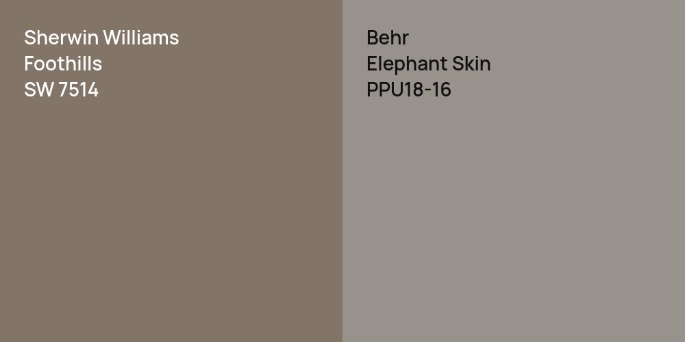 Sherwin Williams Foothills vs. Behr Elephant Skin