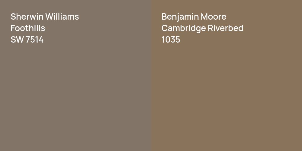 Sherwin Williams Foothills vs. Benjamin Moore Cambridge Riverbed