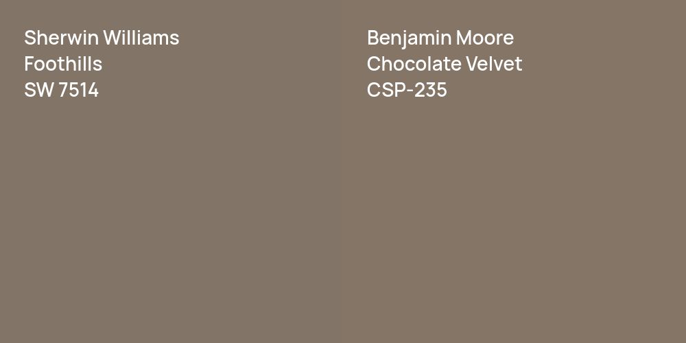 Sherwin Williams Foothills vs. Benjamin Moore Chocolate Velvet