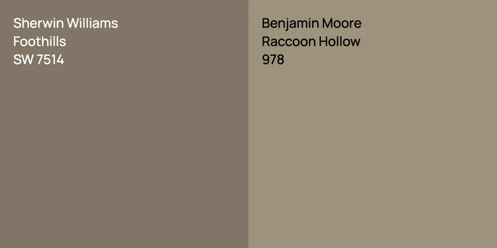 Sherwin Williams Foothills vs. Benjamin Moore Raccoon Hollow