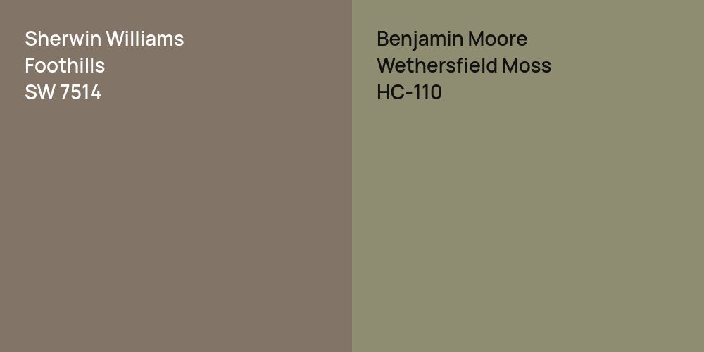 Sherwin Williams Foothills vs. Benjamin Moore Wethersfield Moss