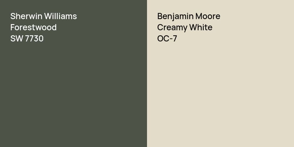 Sherwin Williams Forestwood vs. Benjamin Moore Creamy White