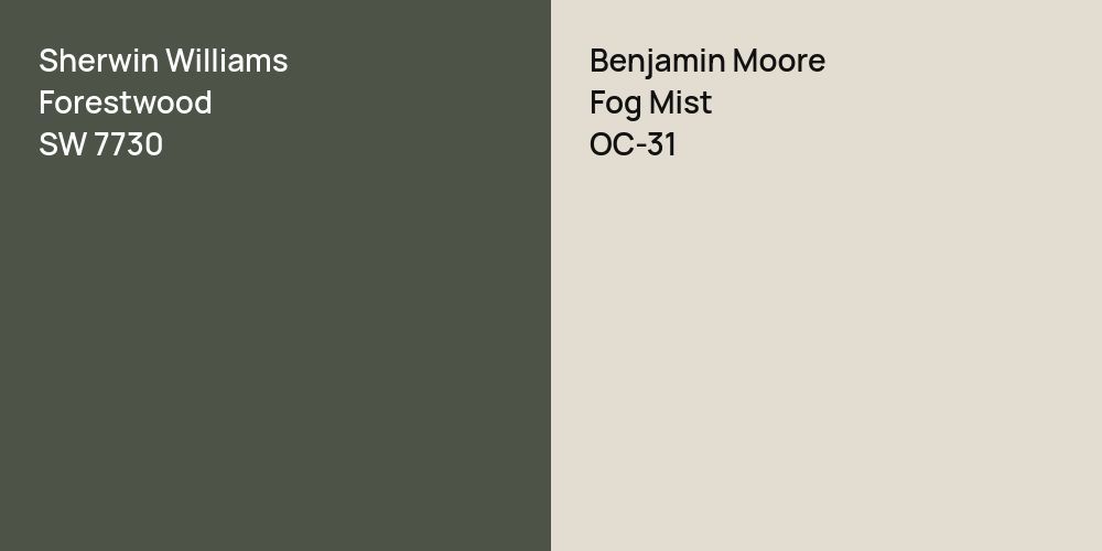 Sherwin Williams Forestwood vs. Benjamin Moore Fog Mist