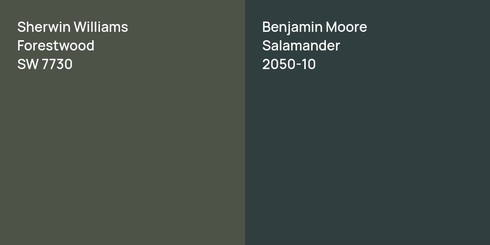 Sherwin Williams Forestwood vs. Benjamin Moore Salamander