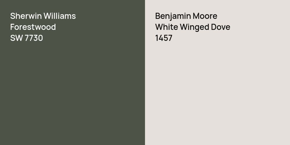 Sherwin Williams Forestwood vs. Benjamin Moore White Winged Dove