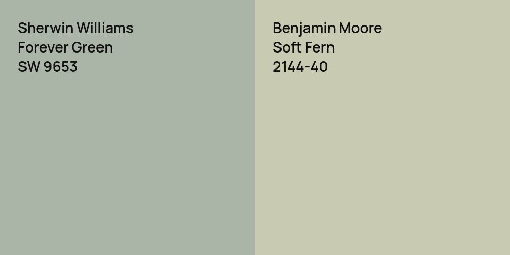 Sherwin Williams Forever Green vs. Benjamin Moore Soft Fern