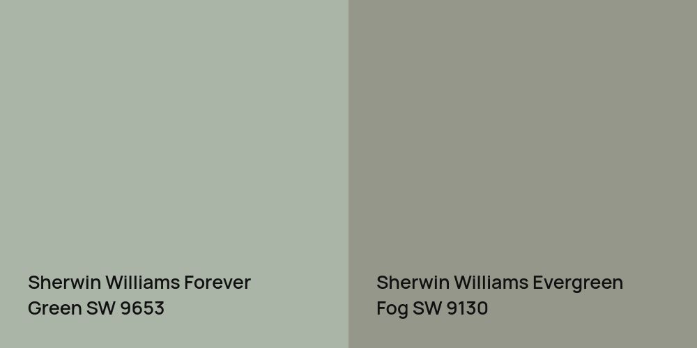 Sherwin Williams Forever Green vs. Sherwin Williams Evergreen Fog