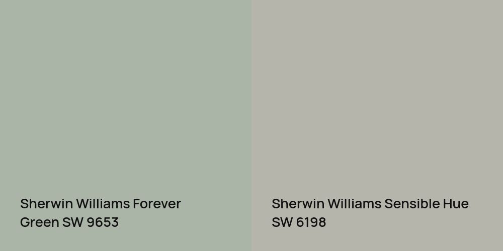 Sherwin Williams Forever Green vs. Sherwin Williams Sensible Hue