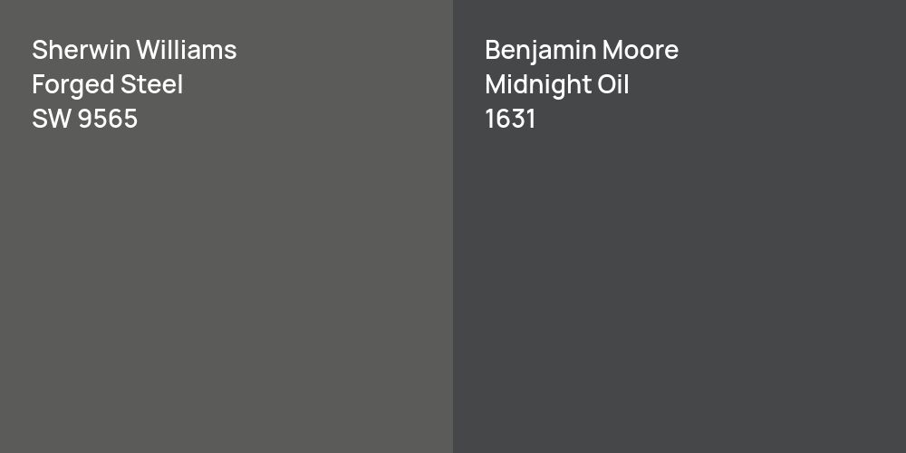 Sherwin Williams Forged Steel vs. Benjamin Moore Midnight Oil