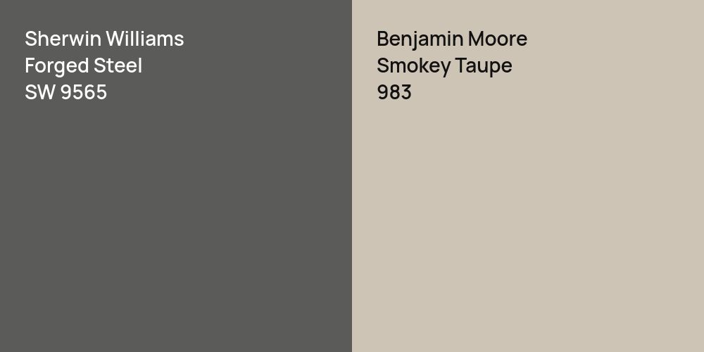 Sherwin Williams Forged Steel vs. Benjamin Moore Smokey Taupe