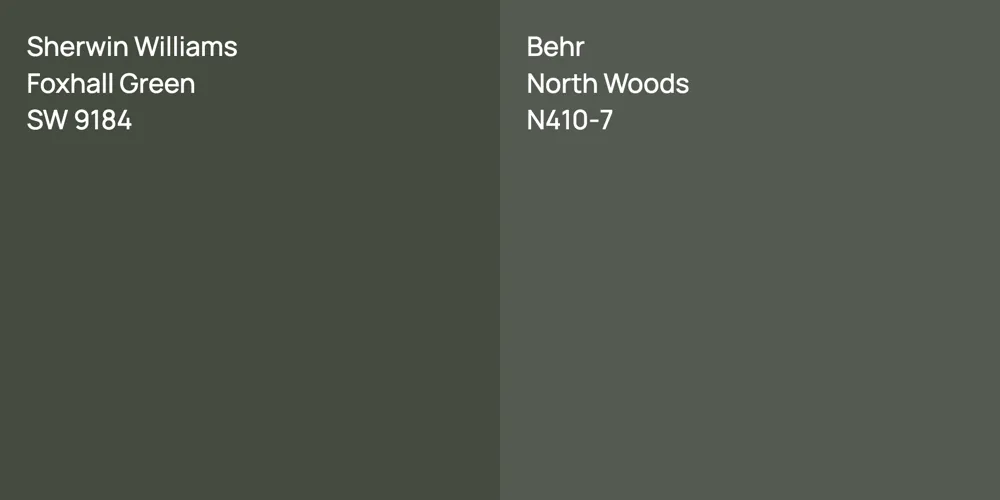 Sherwin Williams Foxhall Green vs. Behr North Woods