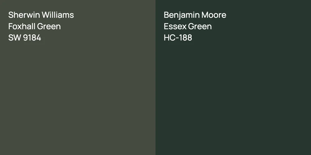 Sherwin Williams Foxhall Green vs. Benjamin Moore Essex Green