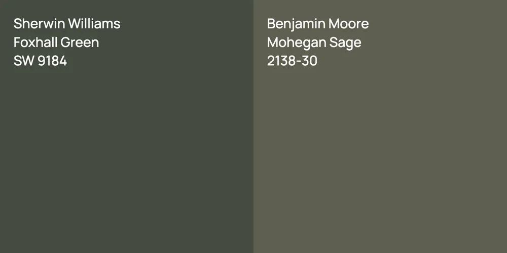 Sherwin Williams Foxhall Green vs. Benjamin Moore Mohegan Sage