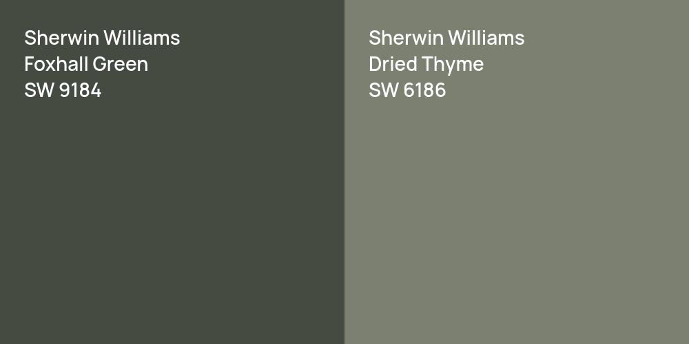 Sherwin Williams Foxhall Green vs. Sherwin Williams Dried Thyme