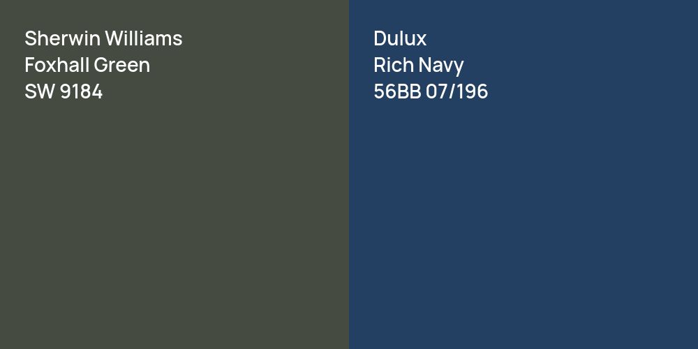 Sherwin Williams Foxhall Green vs. Dulux Rich Navy