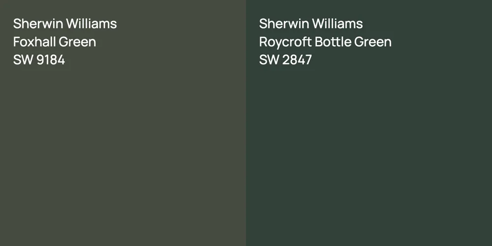 Sherwin Williams Foxhall Green vs. Sherwin Williams Roycroft Bottle Green