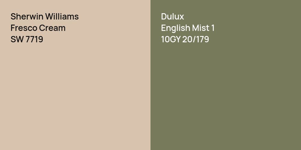 Sherwin Williams Fresco Cream vs. Dulux English Mist 1