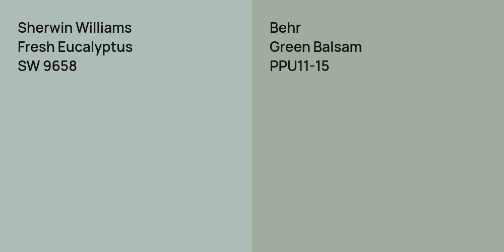 Sherwin Williams Fresh Eucalyptus vs. Behr Green Balsam