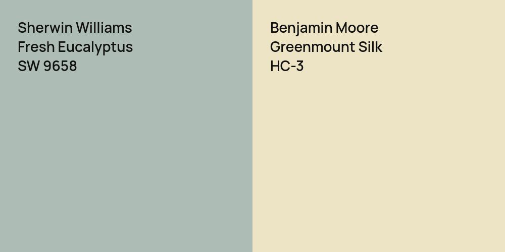 Sherwin Williams Fresh Eucalyptus vs. Benjamin Moore Greenmount Silk