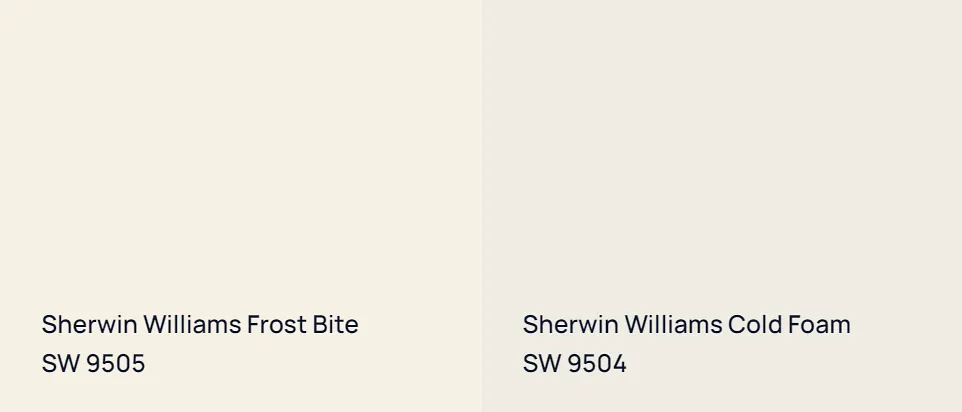 Sherwin Williams Frost Bite SW 9505 vs Sherwin Williams Cold Foam SW 9504