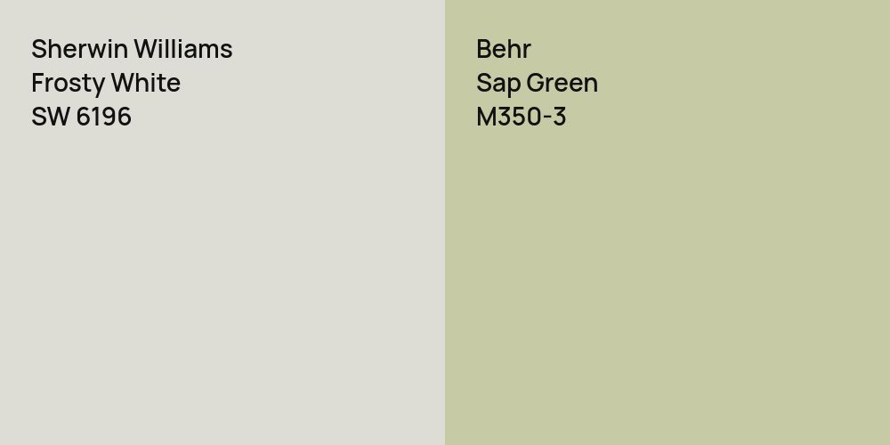 Sherwin Williams Frosty White vs. Behr Sap Green