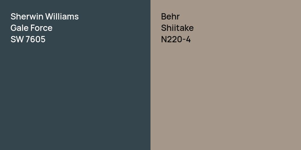 Sherwin Williams Gale Force vs. Behr Shiitake