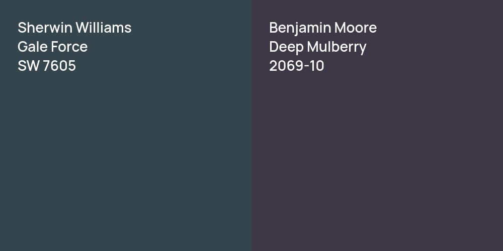 Sherwin Williams Gale Force vs. Benjamin Moore Deep Mulberry