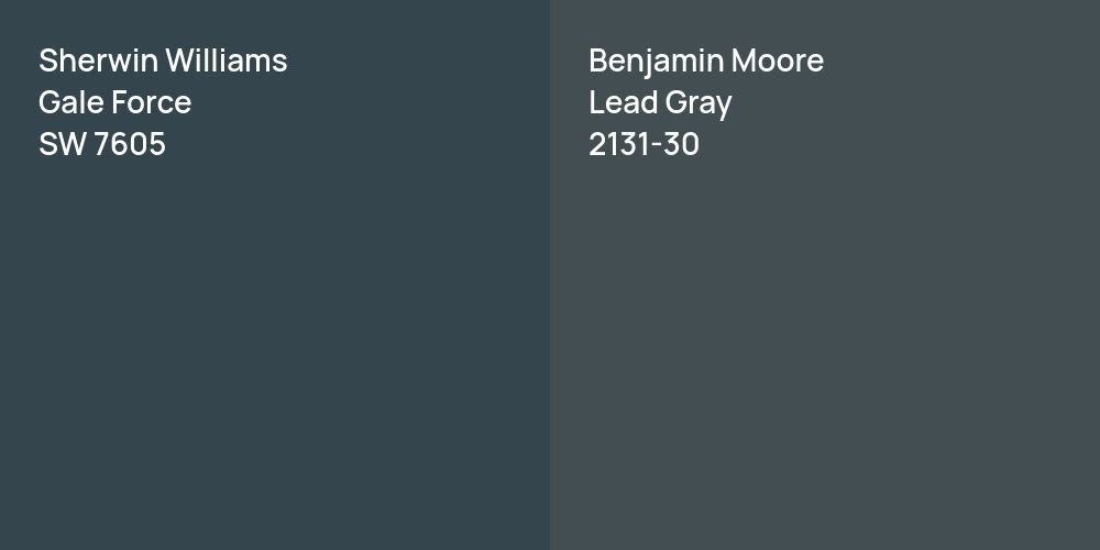 Sherwin Williams Gale Force vs. Benjamin Moore Lead Gray