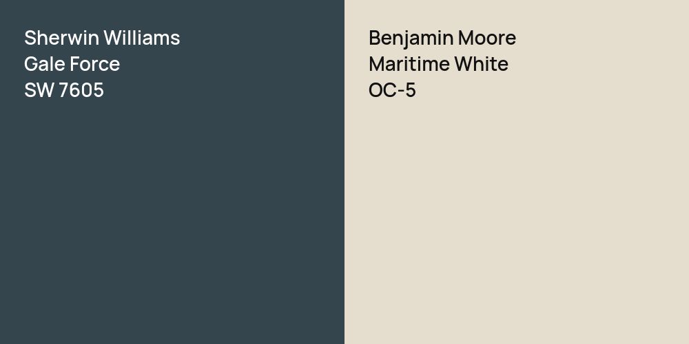 Sherwin Williams Gale Force vs. Benjamin Moore Maritime White