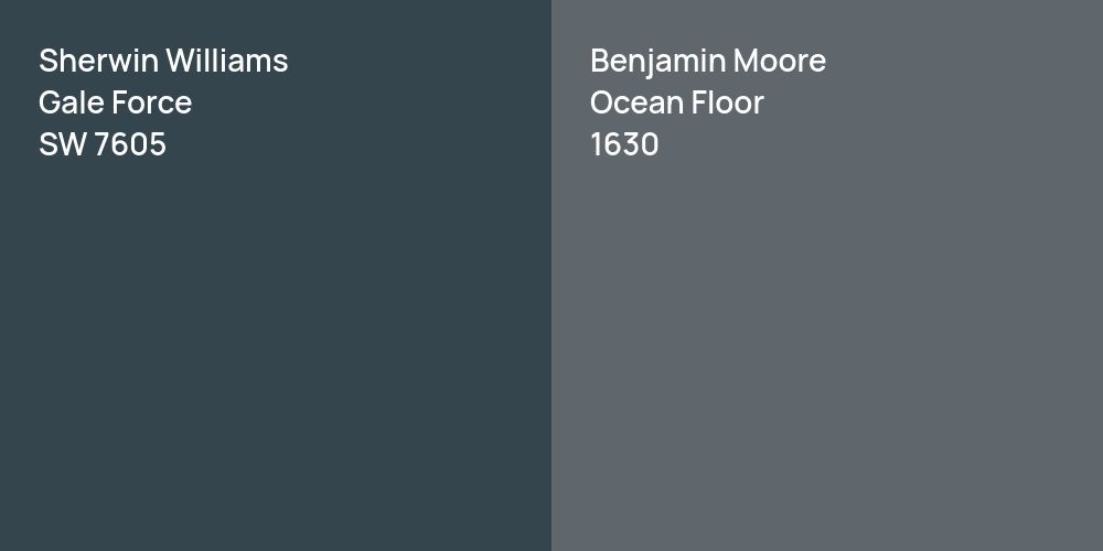 Sherwin Williams Gale Force vs. Benjamin Moore Ocean Floor