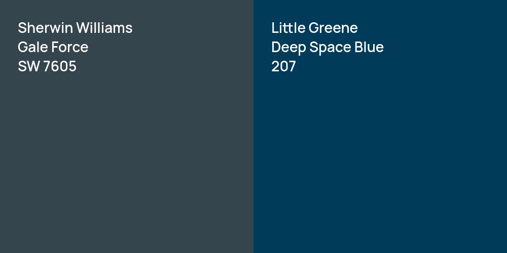 Sherwin Williams Gale Force vs. Little Greene Deep Space Blue