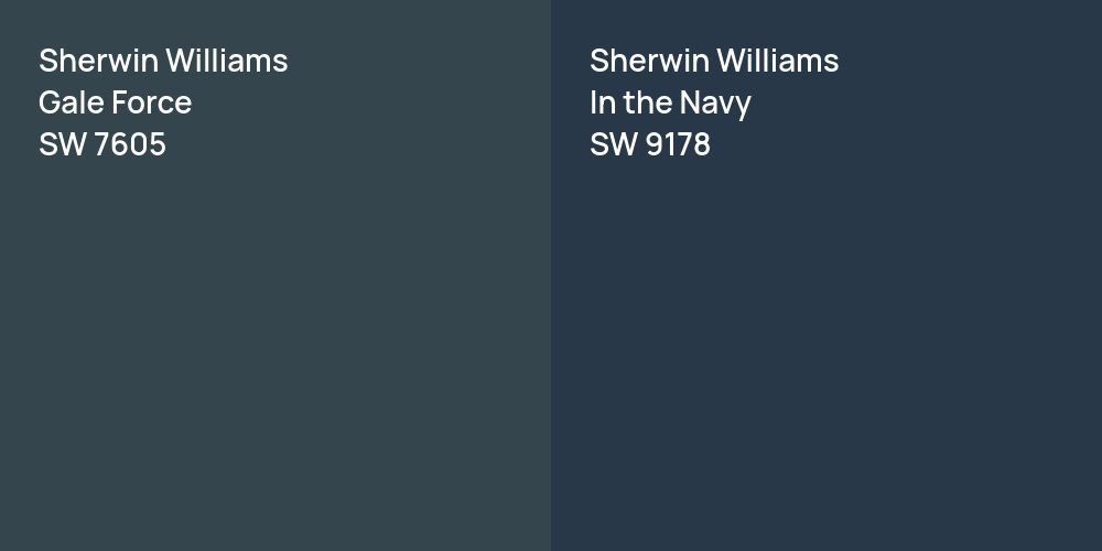 Sherwin Williams Gale Force vs. Sherwin Williams In the Navy