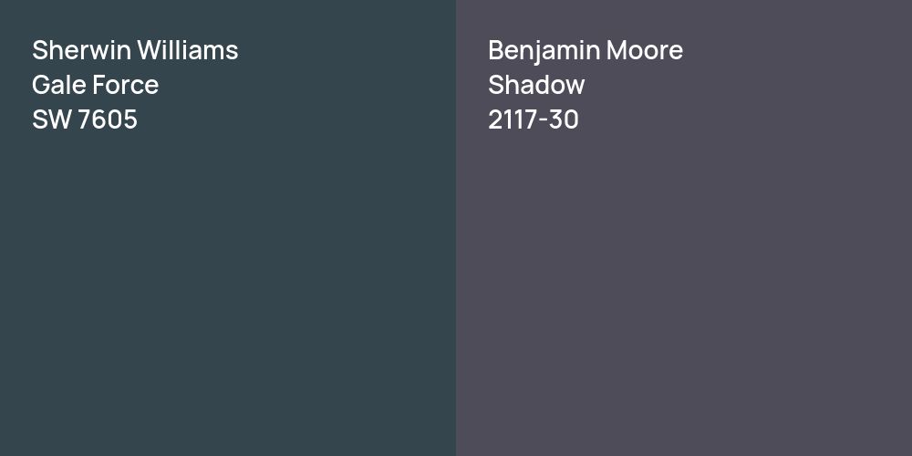 Sherwin Williams Gale Force vs. Benjamin Moore Shadow