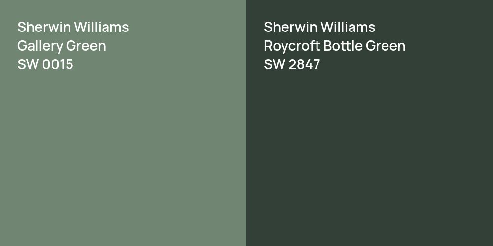 Sherwin Williams Gallery Green vs. Sherwin Williams Roycroft Bottle Green