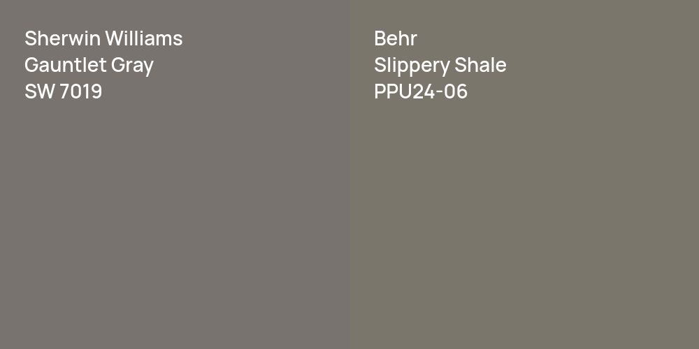 Sherwin Williams Gauntlet Gray vs. Behr Slippery Shale