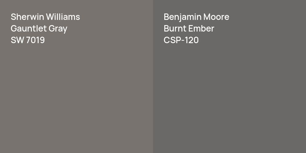 Sherwin Williams Gauntlet Gray vs. Benjamin Moore Burnt Ember