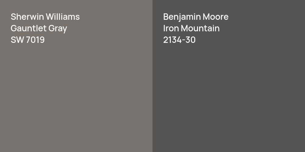 Sherwin Williams Gauntlet Gray vs. Benjamin Moore Iron Mountain