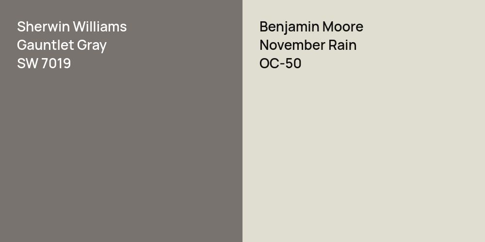 Sherwin Williams Gauntlet Gray vs. Benjamin Moore November Rain