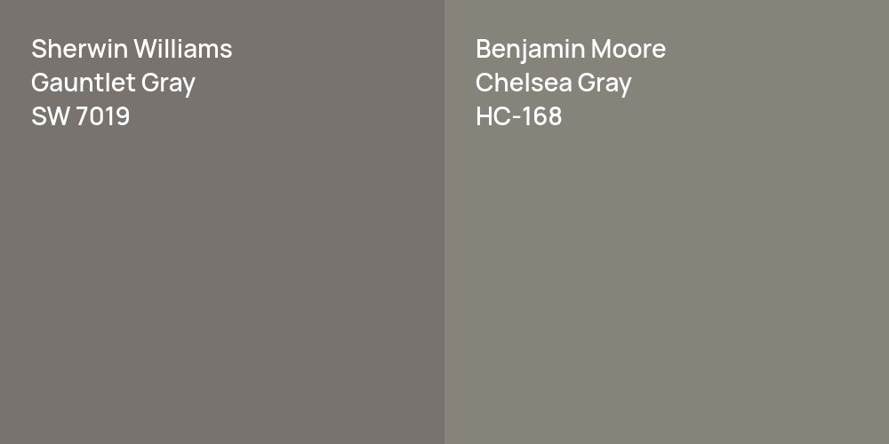 Sherwin Williams Gauntlet Gray vs. Benjamin Moore Chelsea Gray