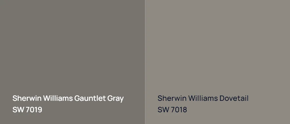 Sherwin Williams Gauntlet Gray SW 7019 vs Sherwin Williams Dovetail SW 7018