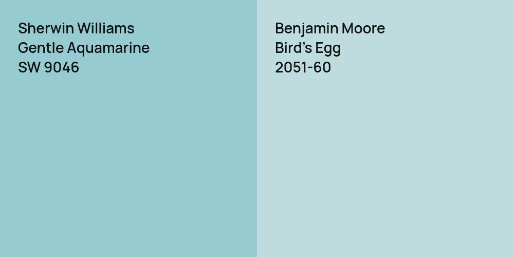 Sherwin Williams Gentle Aquamarine vs. Benjamin Moore Bird's Egg