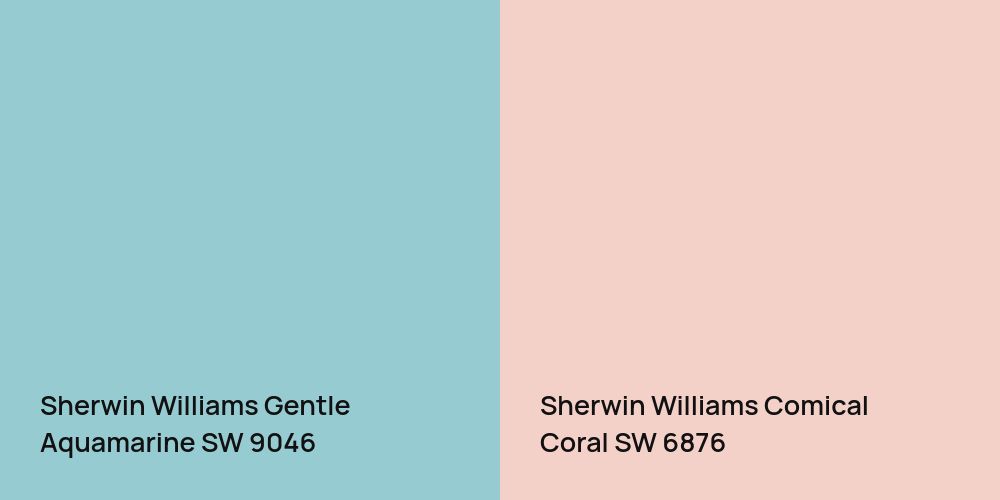 Sherwin Williams Gentle Aquamarine vs. Sherwin Williams Comical Coral